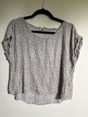 Hippie Rose Cream Printed Short Sleeve Ruched Blouse